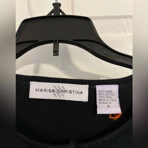 size small,Marisa Christina sweater full button,colorful embroidered patches